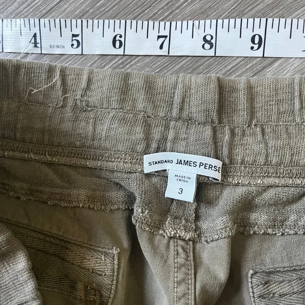 James Perse Mens Mixed Media Joggers Olive Drab Cotton Lyocell Size 3 WHU1677
